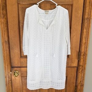 Lucky Brand White Textured Swim Cover-Up